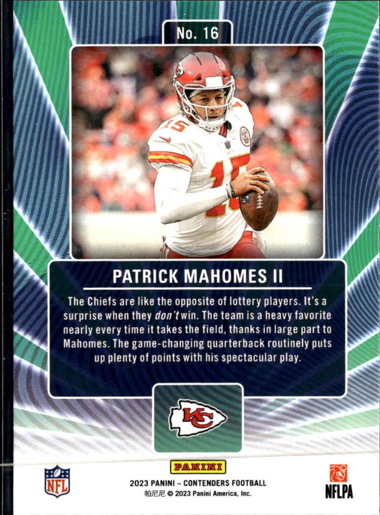 Patrick Mahomes II 2023 Contenders Winning Ticket Kansas City Chiefs