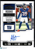 Gervarrius Owens 2023 Contenders Auto Autograph RC New York Giants