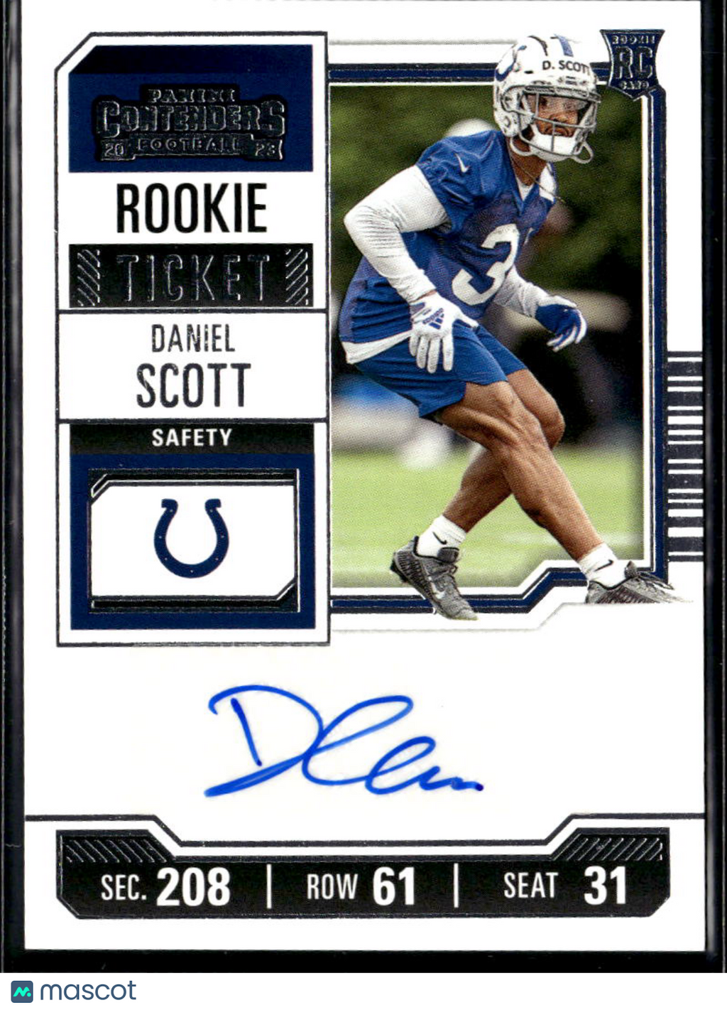 Daniel Scott 2023 Contenders Auto Autograph RC Indianapolis Colts