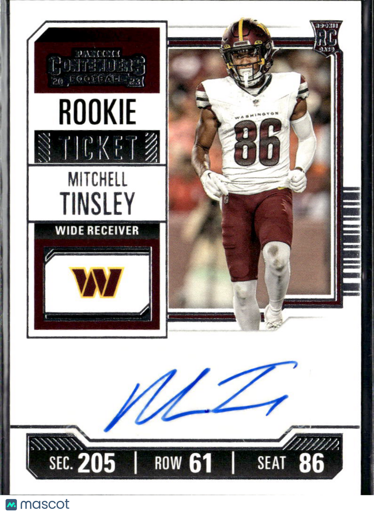 Mitchell Tinsley 2023 Contenders Auto Autograph RC Washington Commanders
