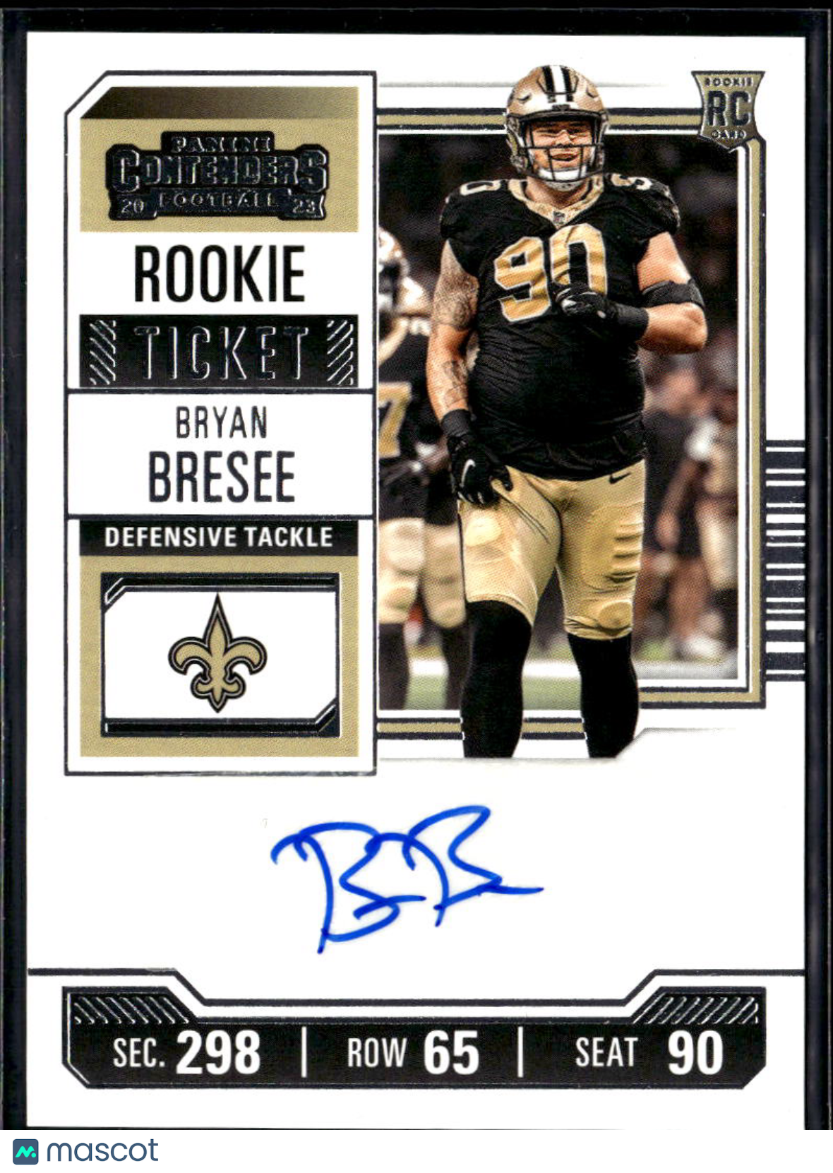 Bryan Bresee 2023 Contenders Auto Autograph RC New Orleans Saints