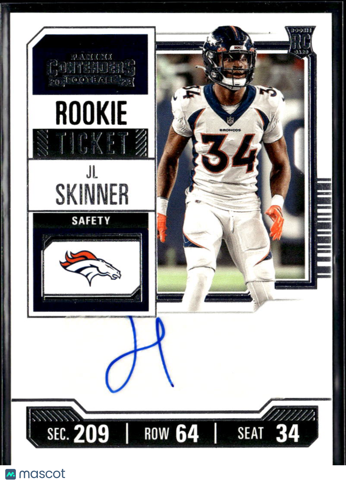 JL Skinner 2023 Contenders Auto Autograph RC Denver Broncos