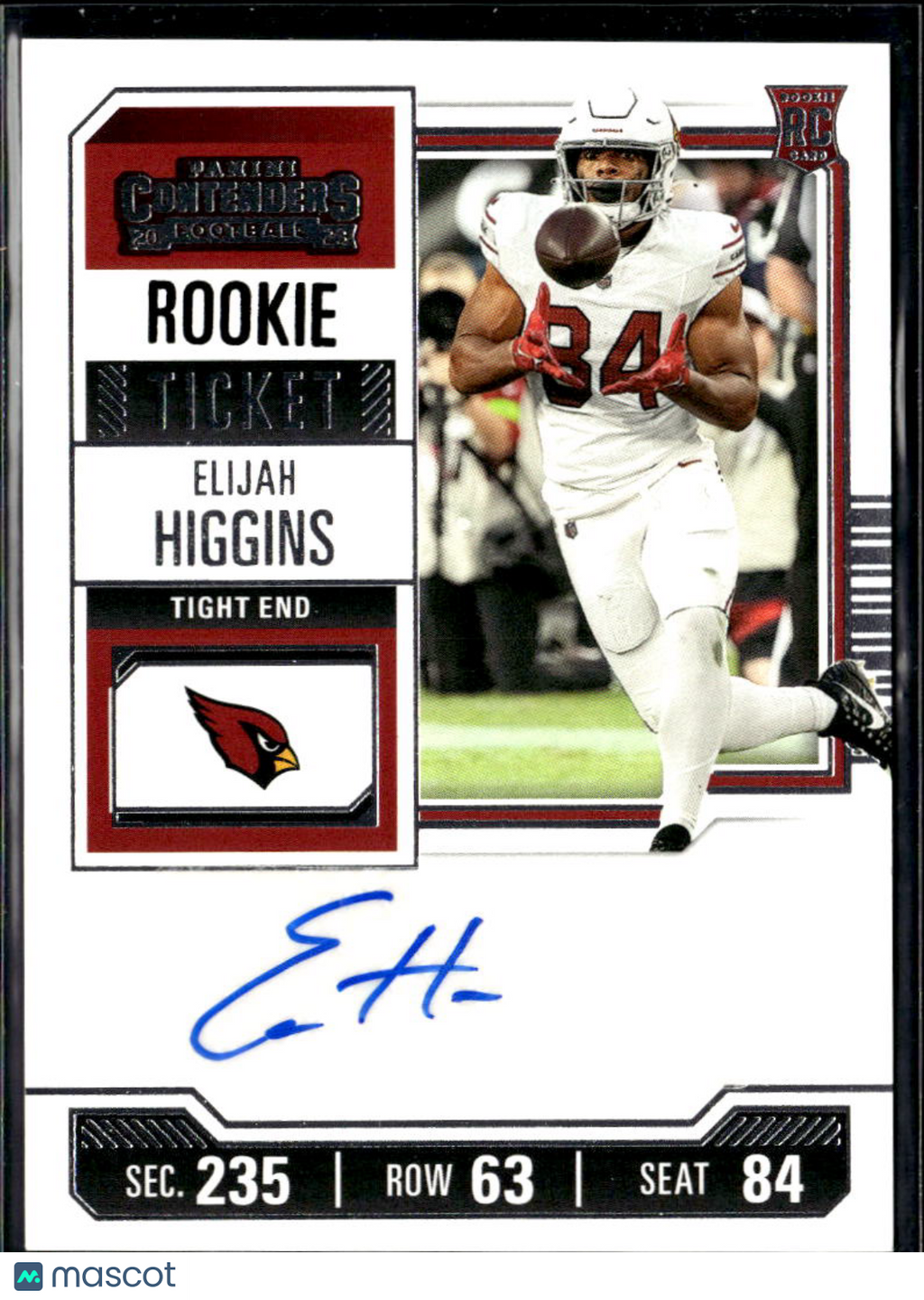 Elijah Higgins 2023 Contenders Auto Autograph RC Arizona Cardinals