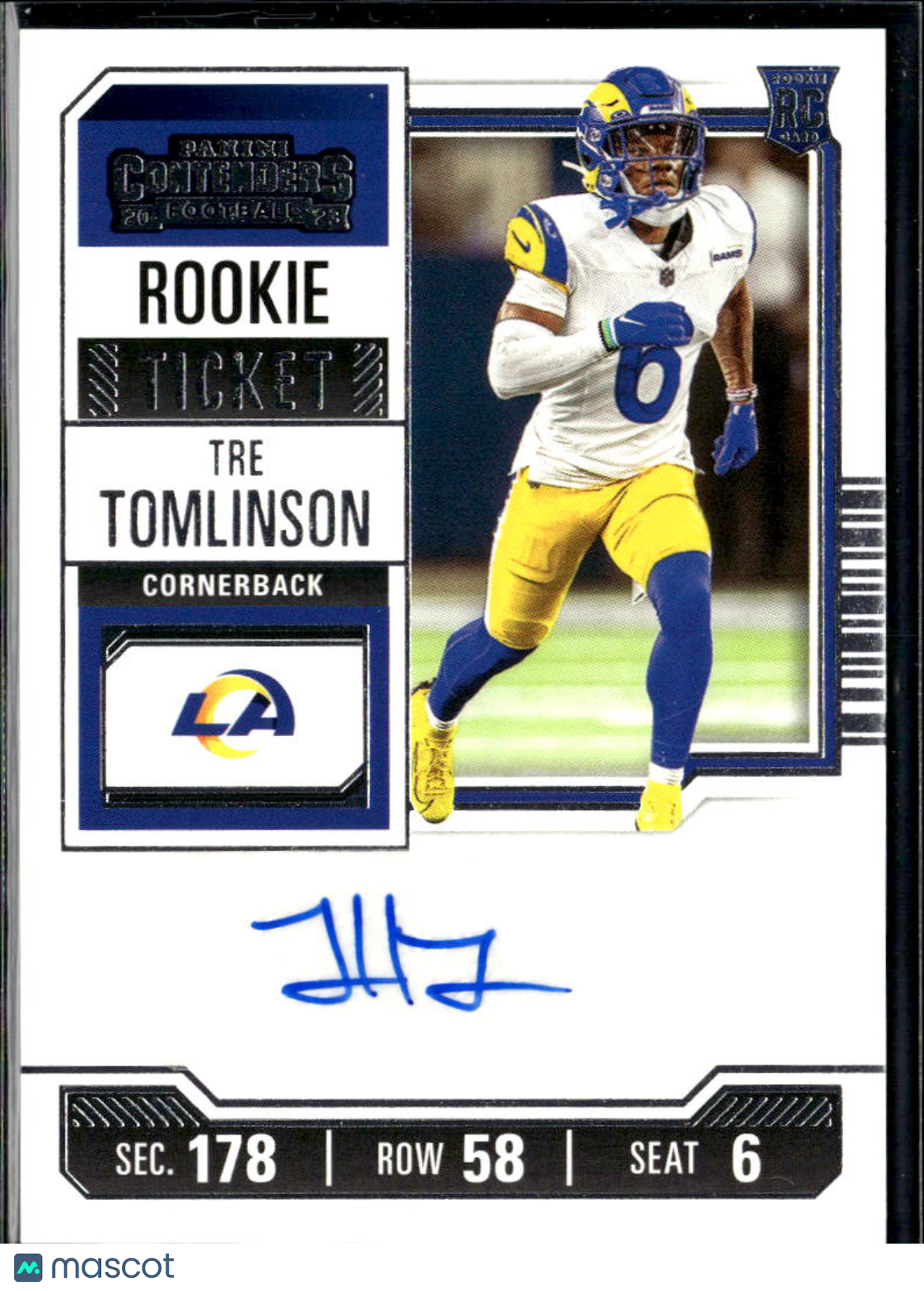 Tre Tomlinson 2023 Contenders Auto Autograph RC Los Angeles Rams