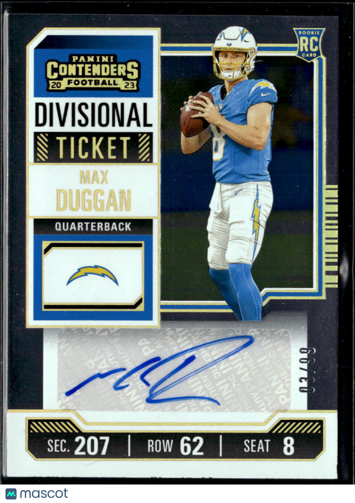 Max Duggan 2023 Contenders Auto Autograph RC /99 Los Angeles Chargers TCU