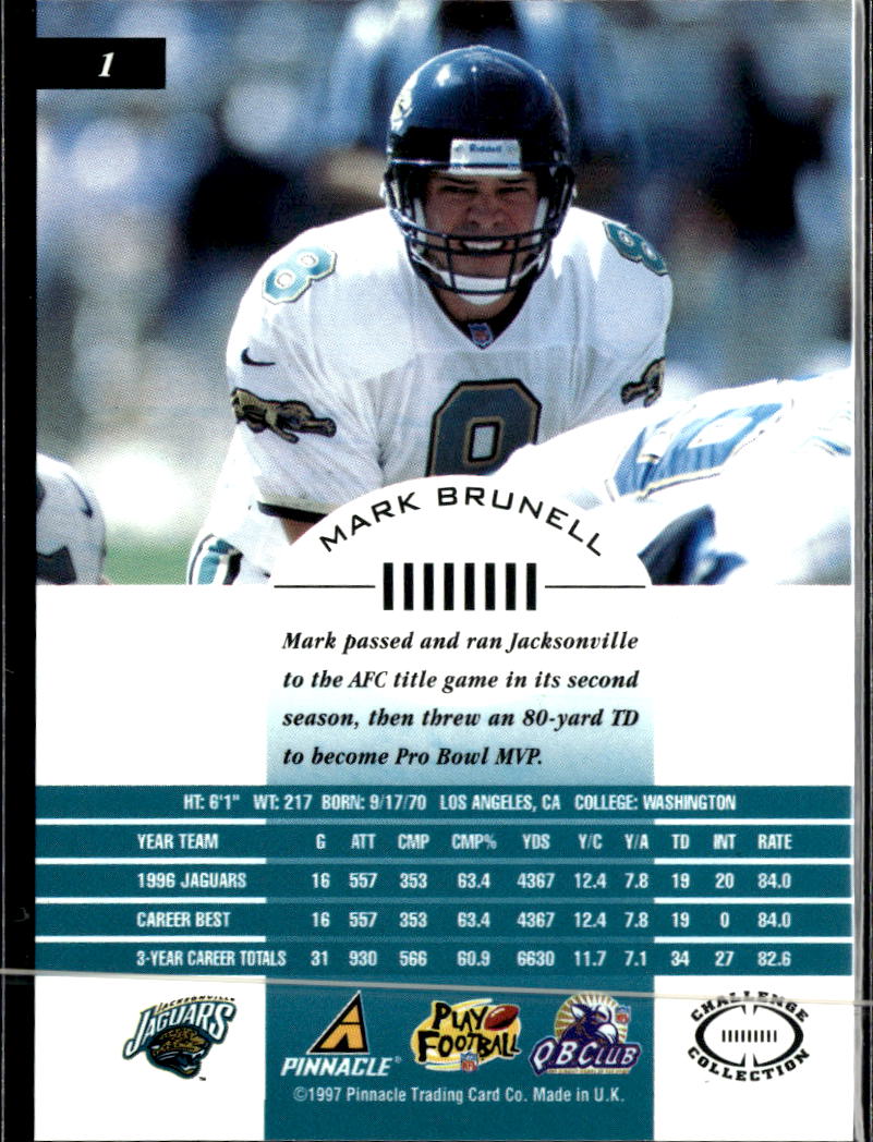 Mark Brunell 1997 Pinnacle Inscriptions Challenge Collection Jaguars