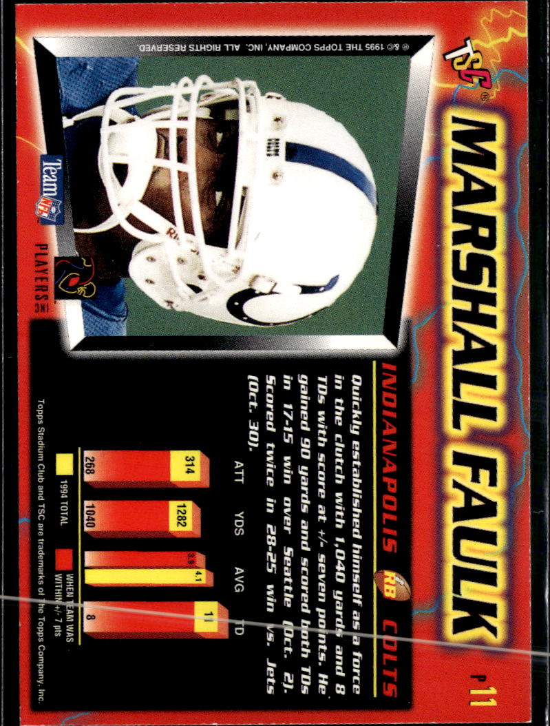 Marshall Faulk 1995 Topps Stadium Club Power Surge Indianapolis Colts