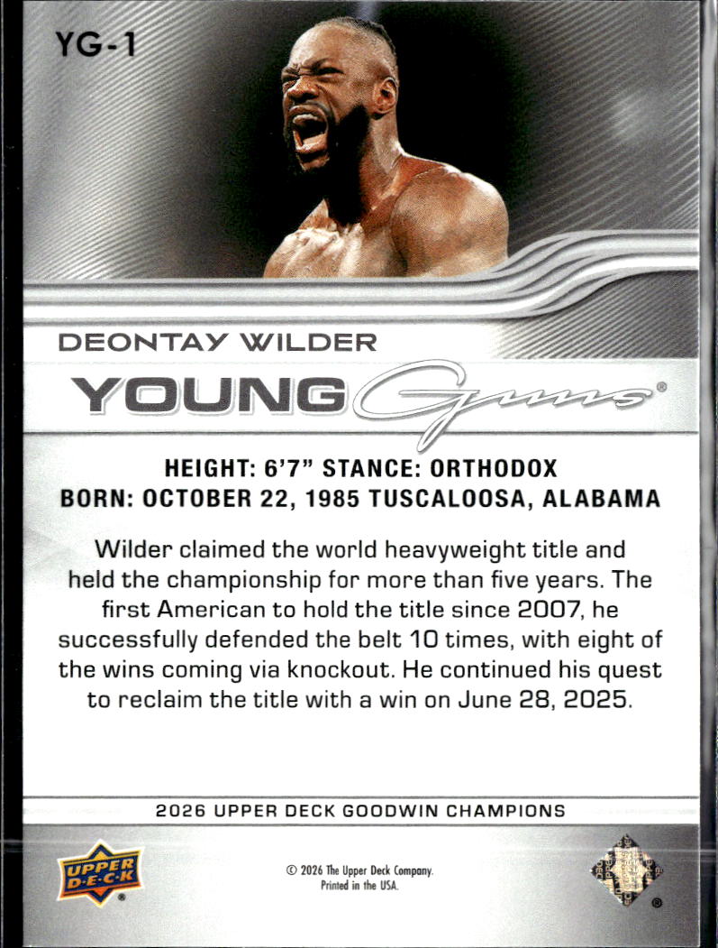Deontay Wilder 2026 Upper Deck Goodwin Champions Young Guns