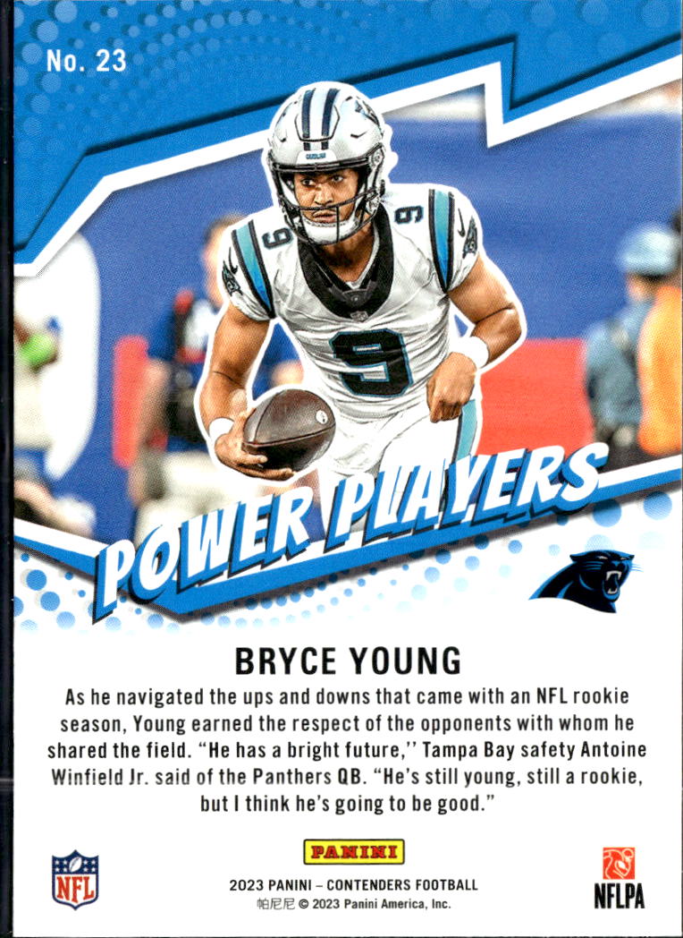 Bryce Young 2023 Contenders RC Power Players Rookie Carolina Panthers
