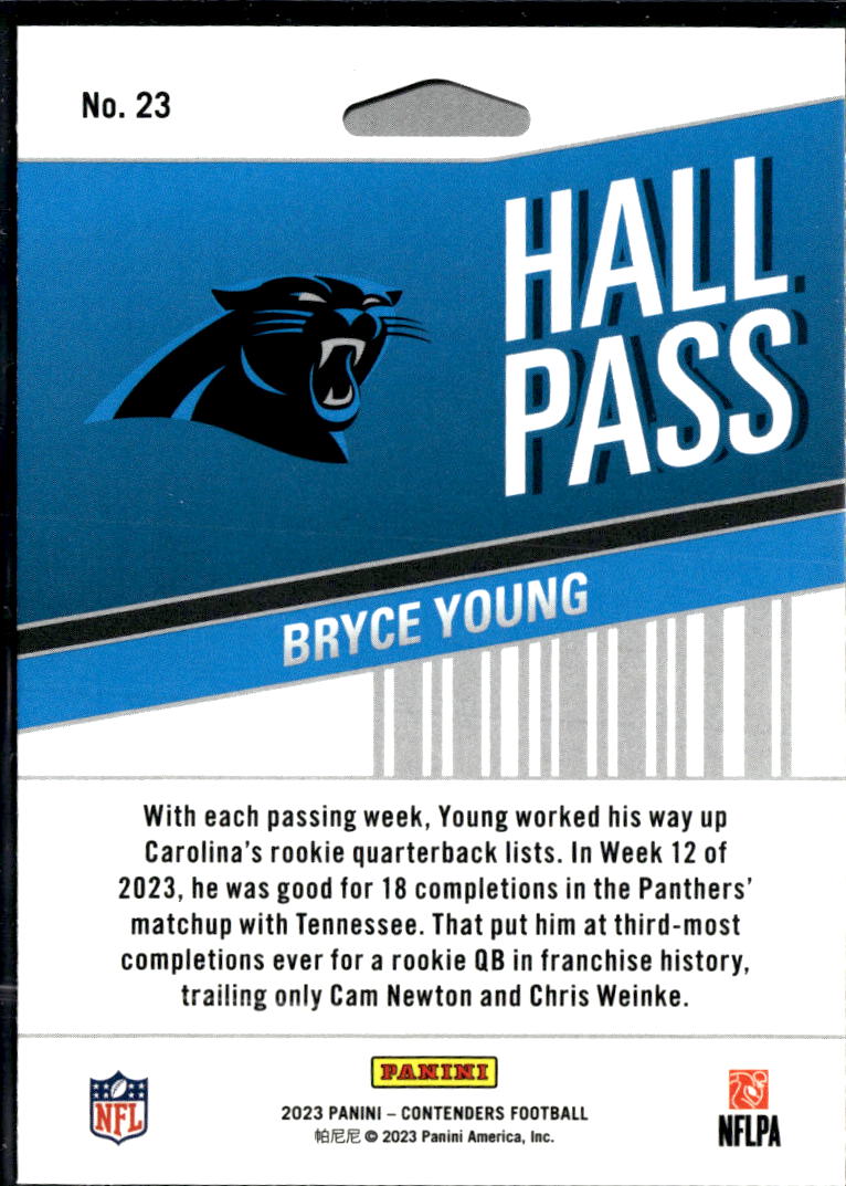 Bryce Young 2023 Contenders Hall Pass Rookie RC Carolina Panthers