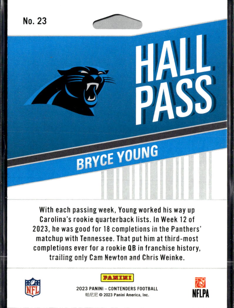 Bryce Young 2023 Contenders Hall Pass Rookie RC Carolina Panthers