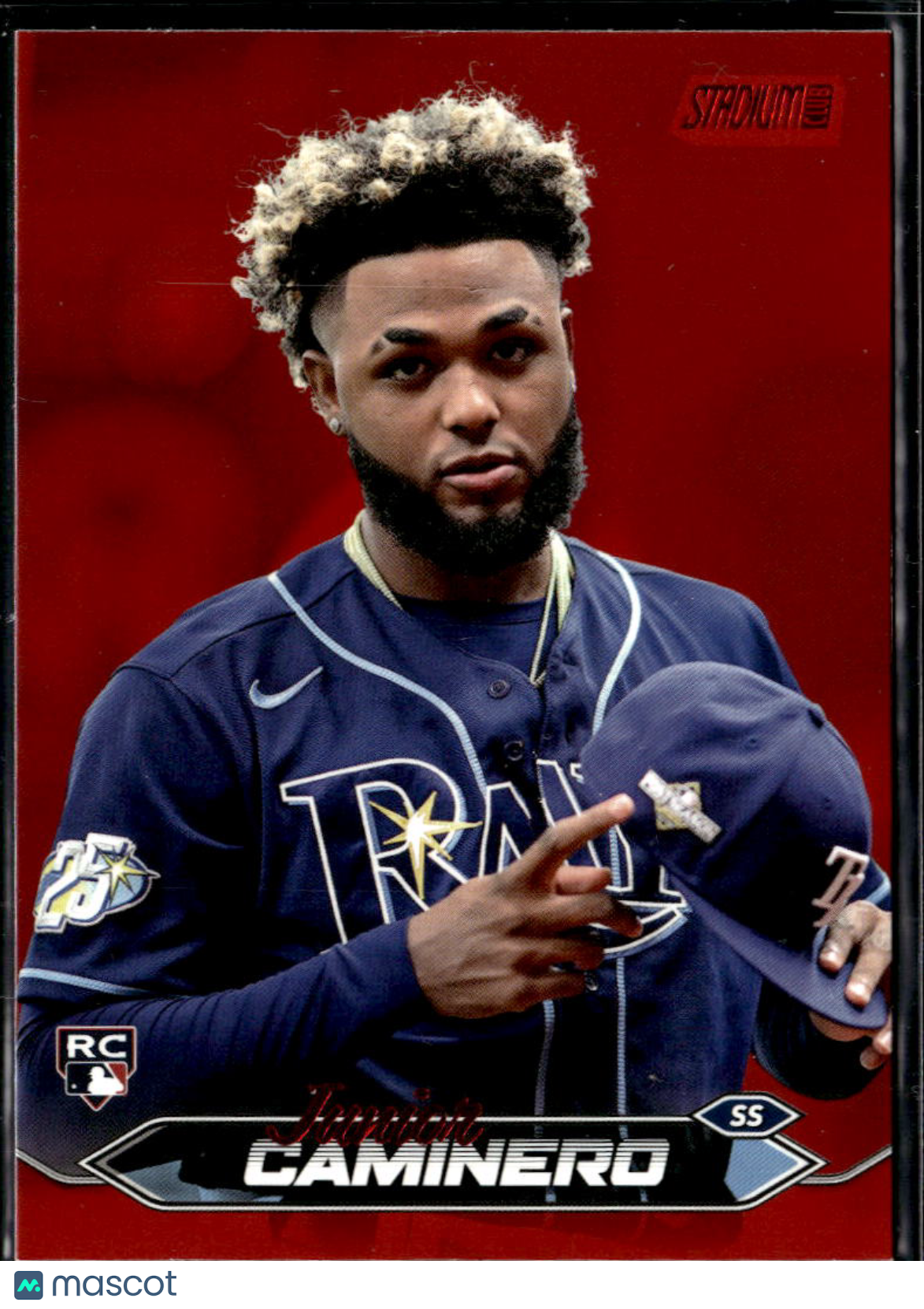Junior Caminero 2024 Topps Stadium Club RC Red Foil Tampa Bay Rays