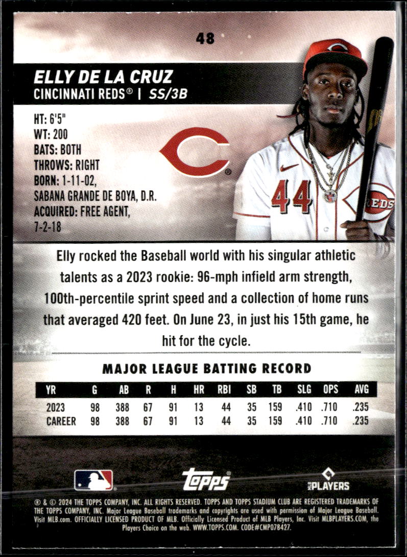 Elly De La Cruz 2024 Topps Stadium Club RC Rookie Red Cincinnati Reds