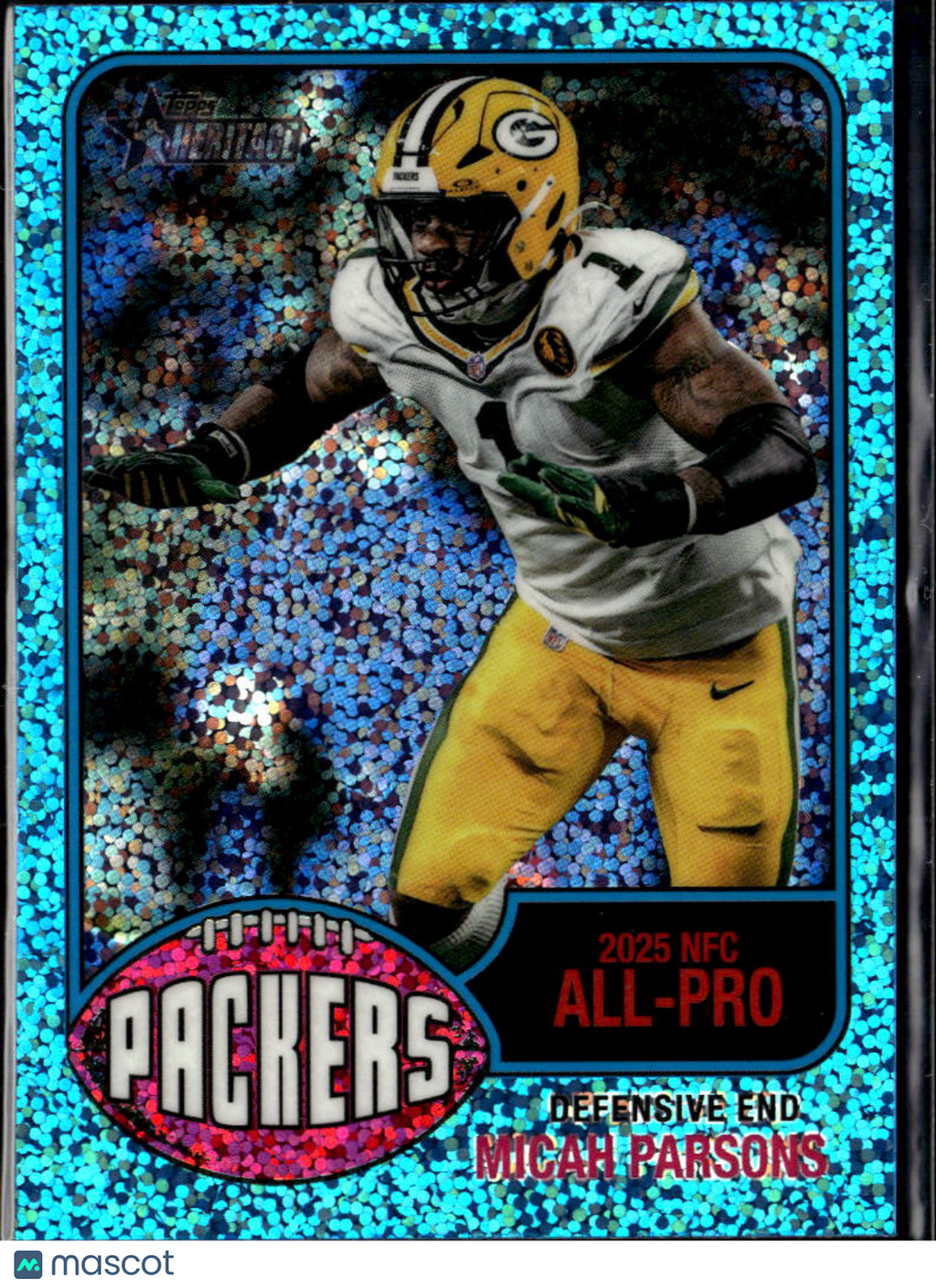 Micah Parsons 2026 Topps Heritage Blue Sparkle Green Bay Packers