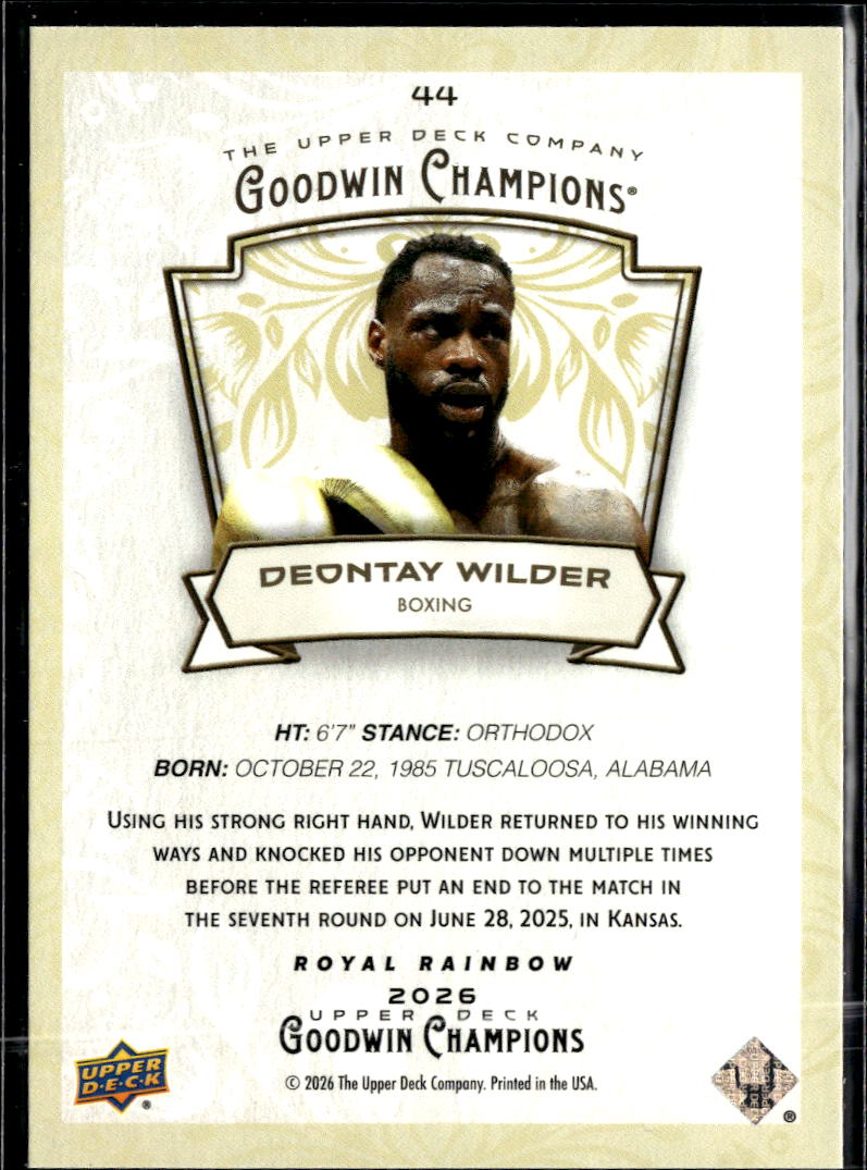 Deontay Wilder 2026 Upper Deck Goodwin Champions Royal Rainbow