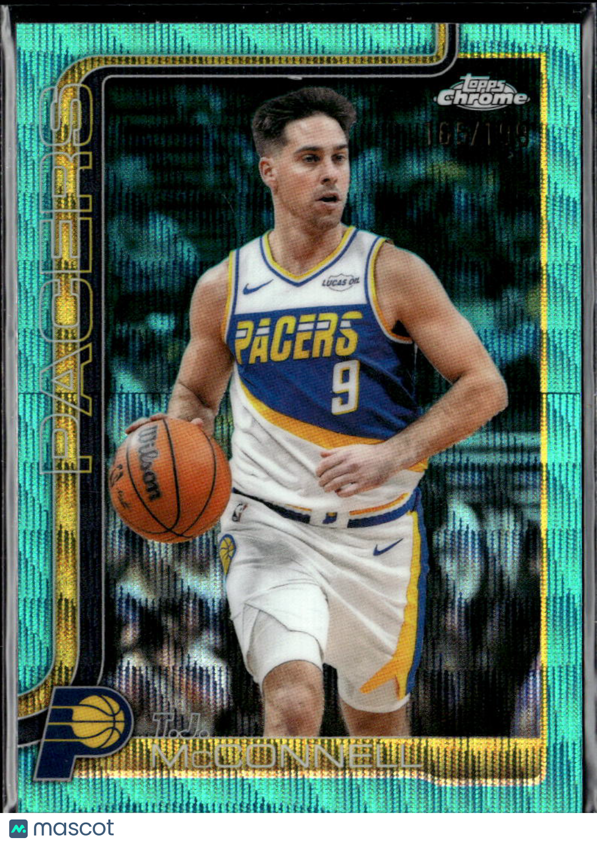 T.J. McConnell 2026 Topps Chrome Green Wave Refractor /199 Indiana Pacers