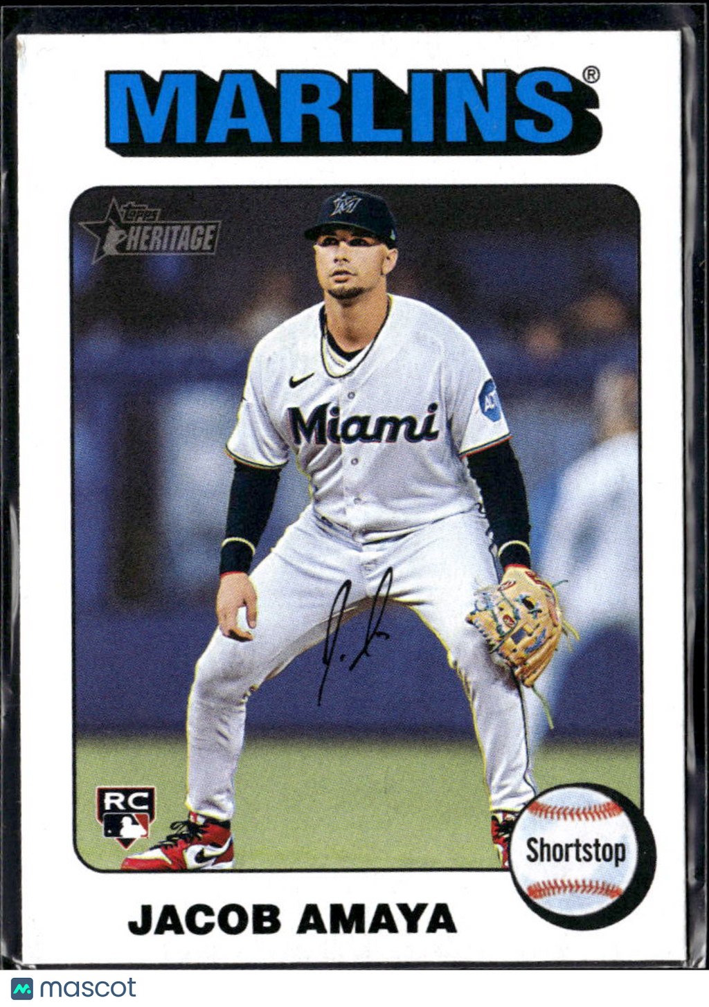 Jacob Amaya 2024 Topps Heritage RC White Border SSP Miami Marlins
