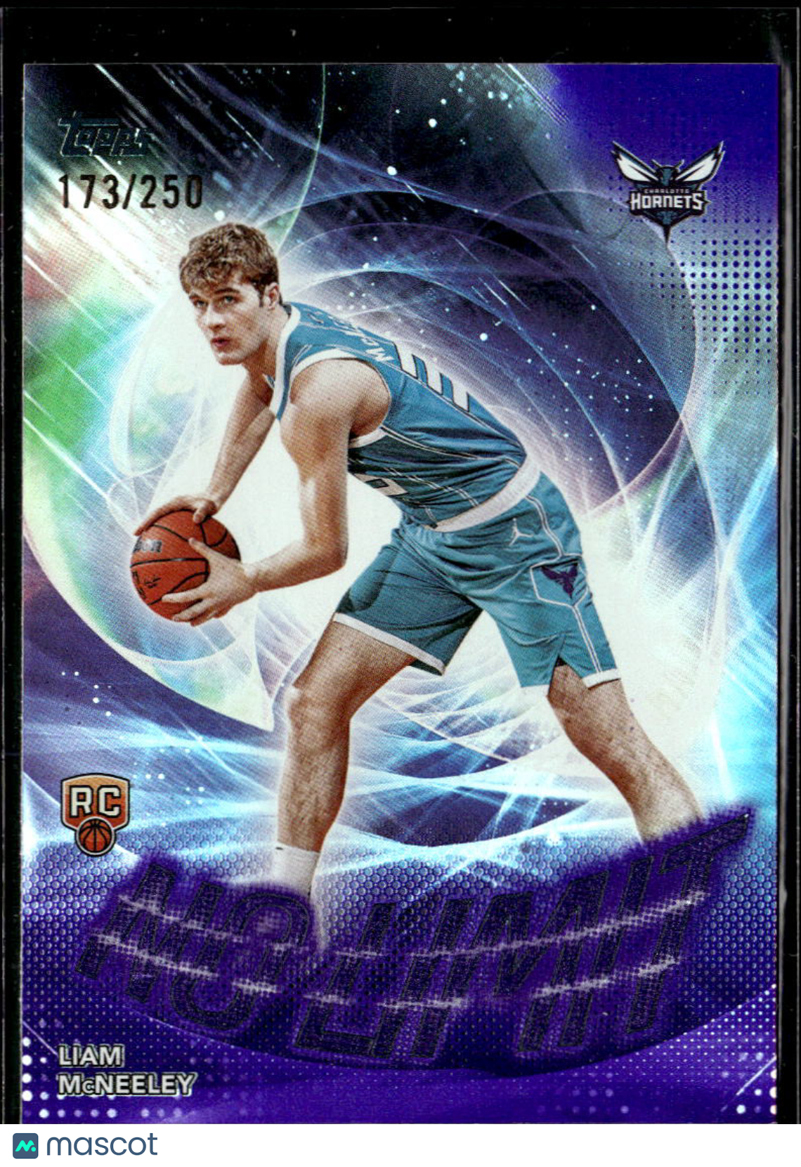Liam McNeeley 2025 Topps No Limit Purple RC 173/250 Charlotte Hornets