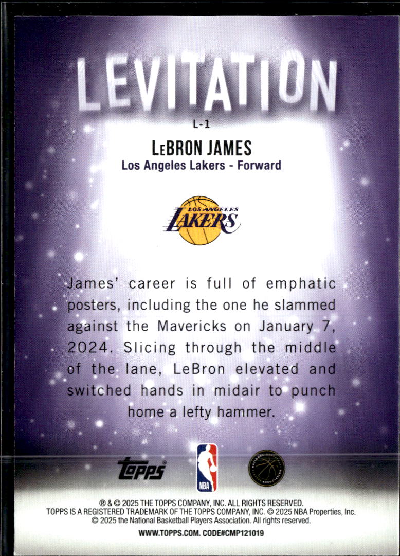 LeBron James 2025 Topps Levitation Holo Los Angeles Lakers