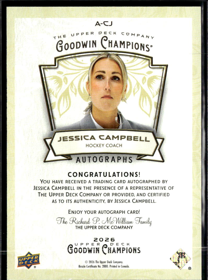 Jessica Campbell 2026 Upper Deck Goodwin Auto Autograph Hockey