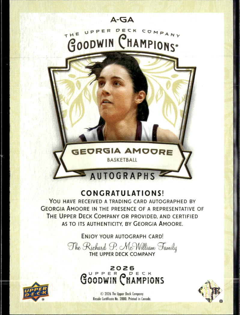 Georgia Amoore 2026 Upper Deck Goodwin Champions Auto