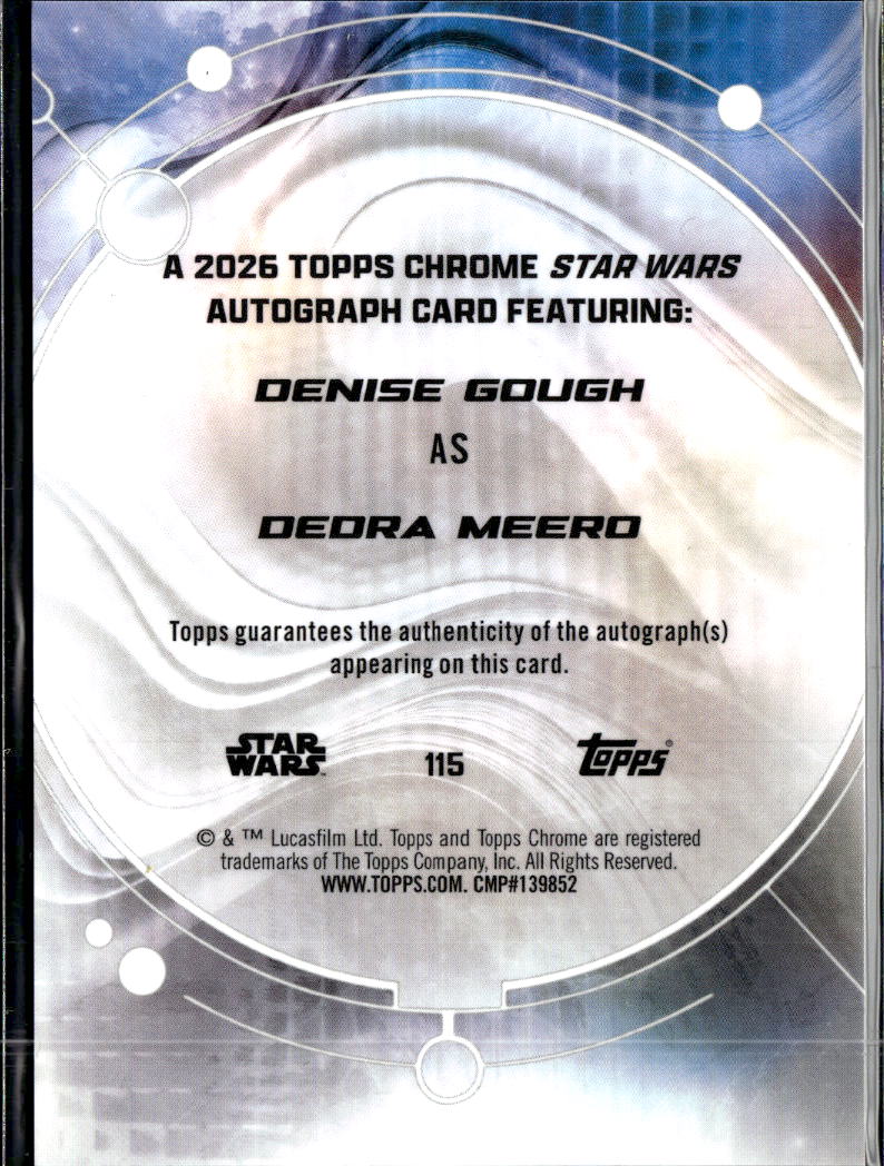 Dedra Meero 2026 Topps Chrome Star Wars Denise Gough Auto Autograph #115