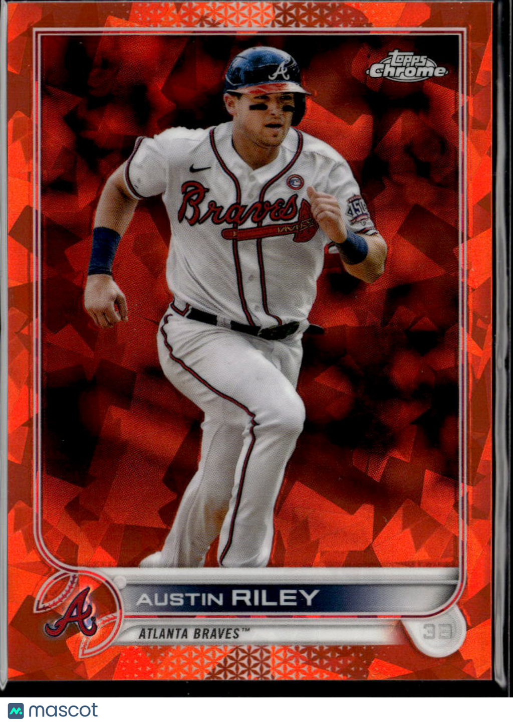 Austin Riley 2022 Topps Chrome Sapphire Orange Refractor 16/25 Atlanta Braves