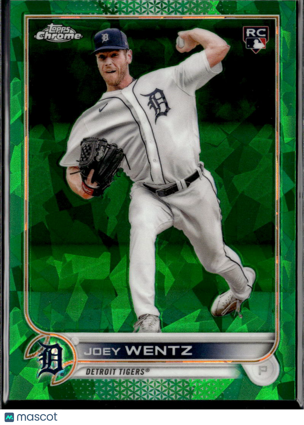 Joey Wentz 2022 Topps Chrome Sapphire Green RC /75 Detroit Tigers