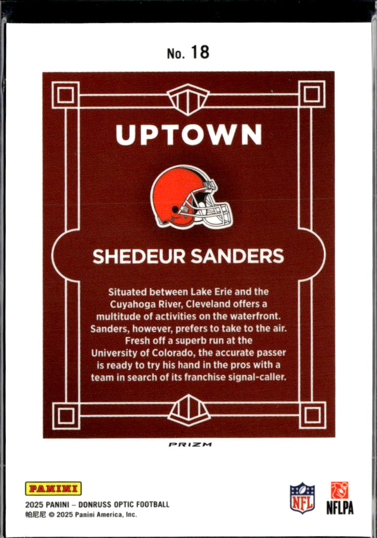 Shedeur Sanders 2025 Optic Uptown CASE HIT SSP Rookie RC Cleveland Browns
