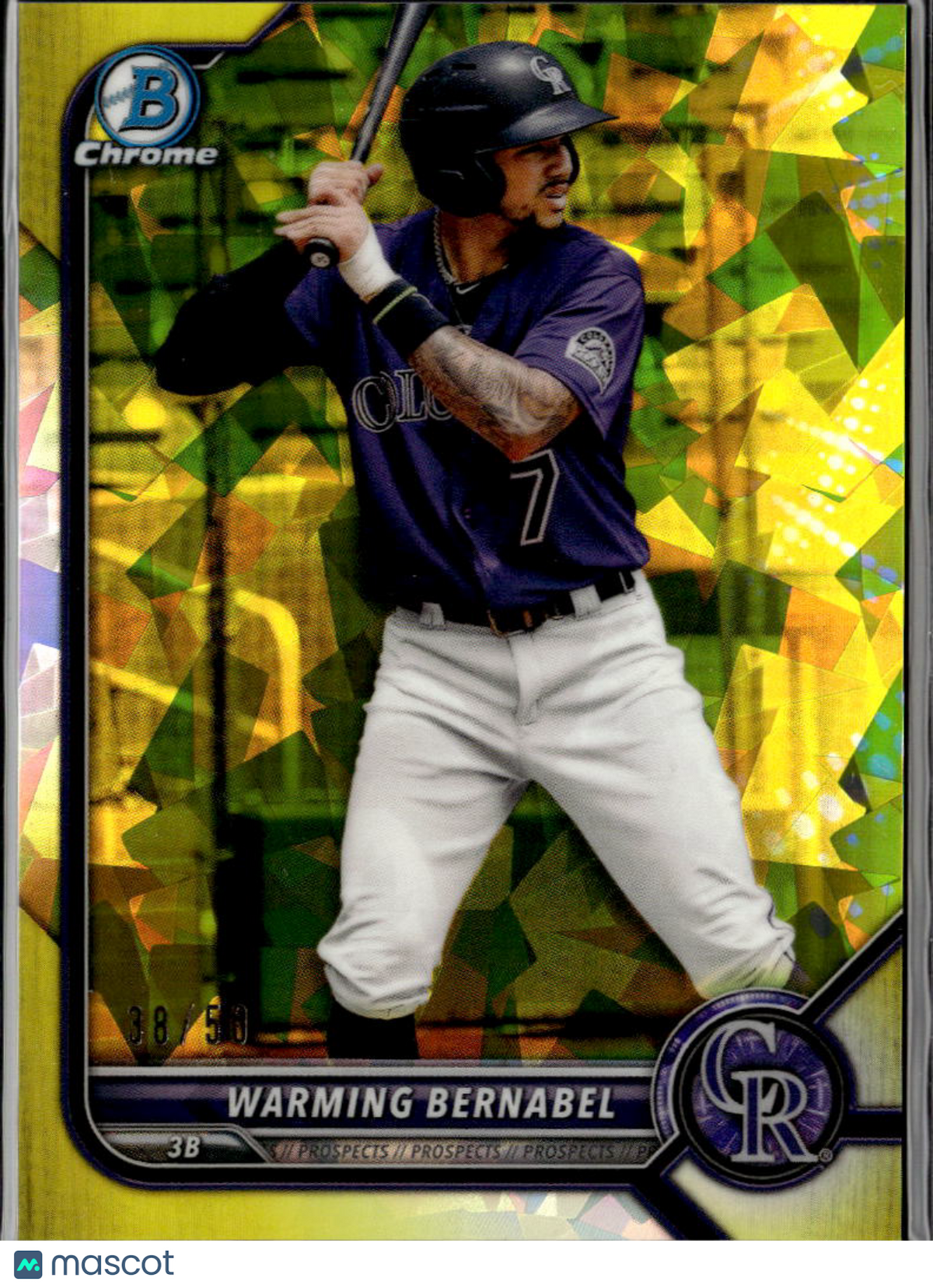 Warming Bernabel 2022 Bowman Chrome Sapphire Gold 38/50 Colorado Rockies