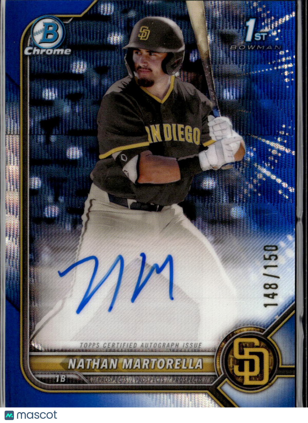 Nathan Martorella 2022 Bowman Chrome 1st Auto Autograph /150 San Diego Padres