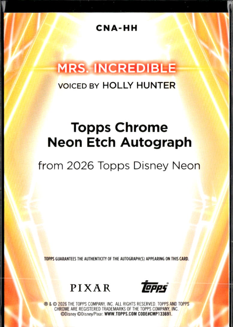 Mrs. Incredible 2026 Topps Disney Neon Orange Auto Autograph 22/25