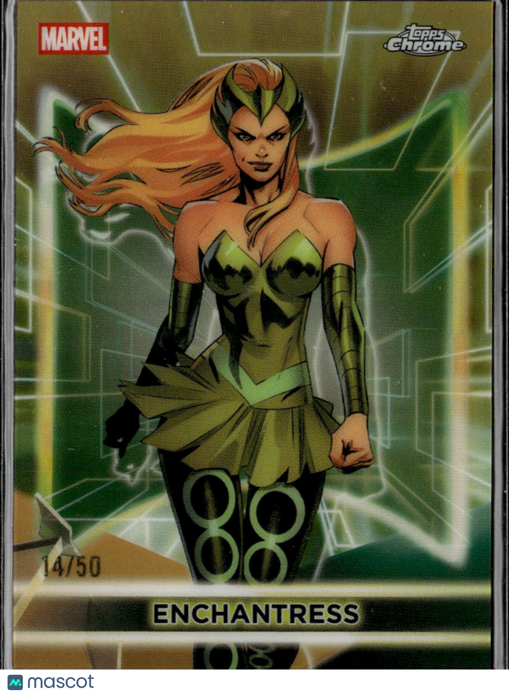 Enchantress 2026 Topps Chrome Marvel Neon GOLD Refractor 14/50 #140