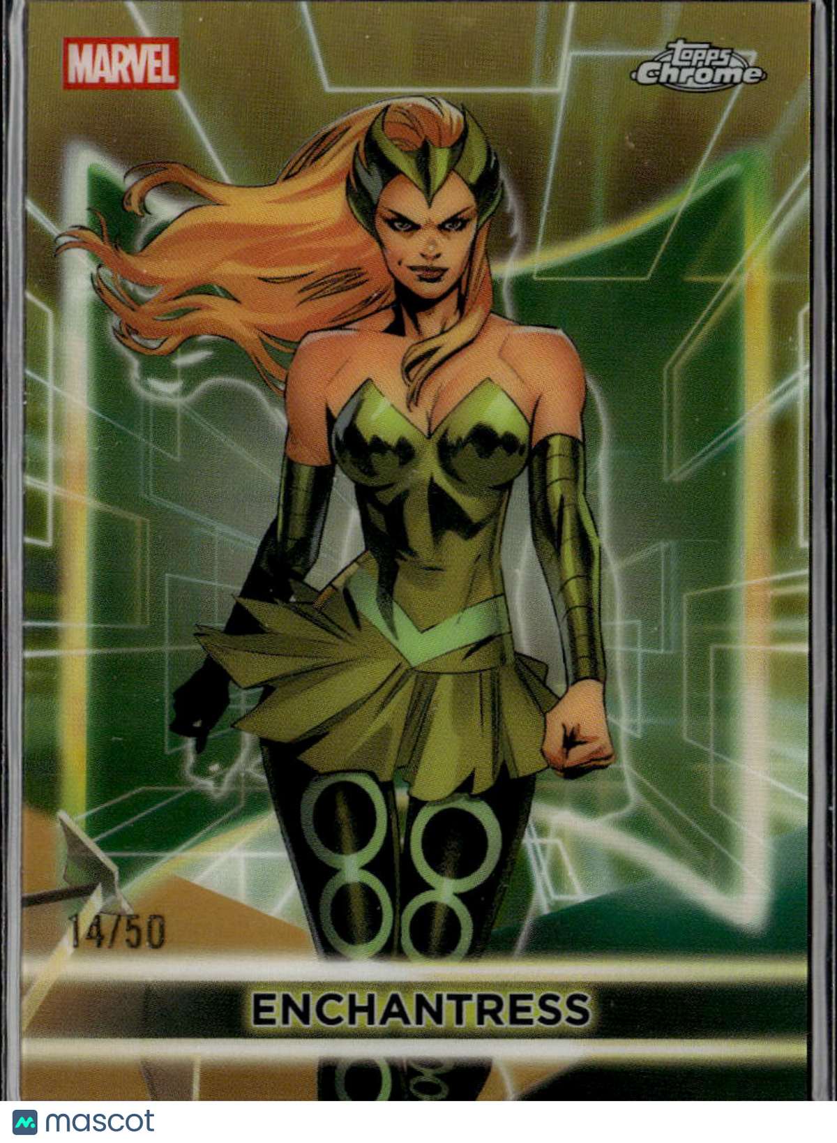 Enchantress 2026 Topps Chrome Marvel Neon GOLD Refractor 14/50 #140