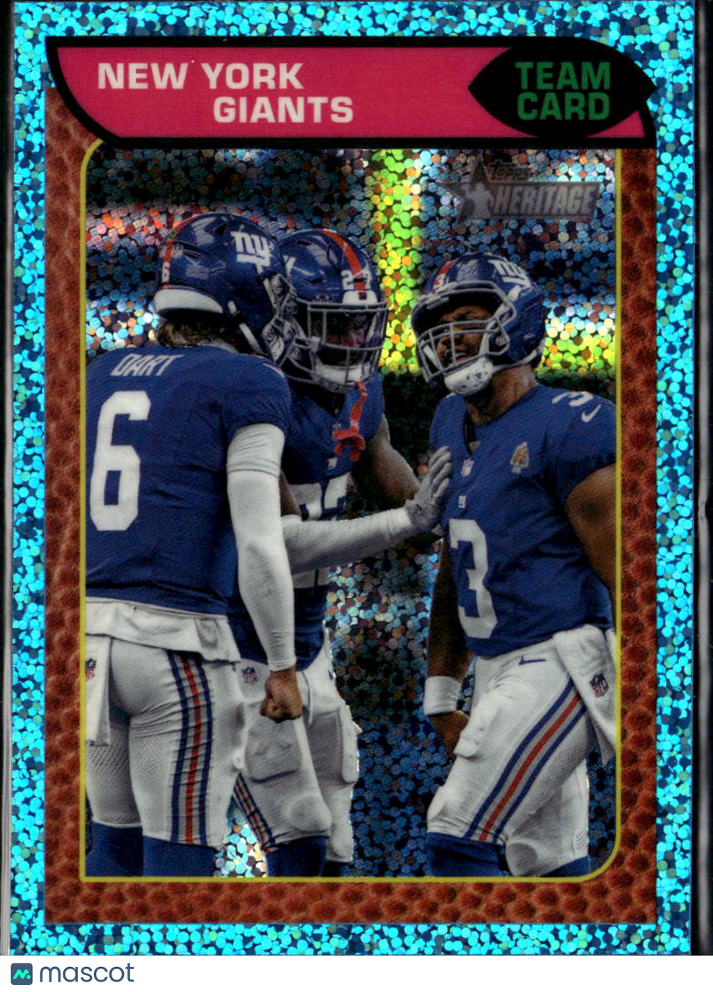 Jaxson Dart 2026 Topps Heritage Blue Sparkle #374 New York Giants