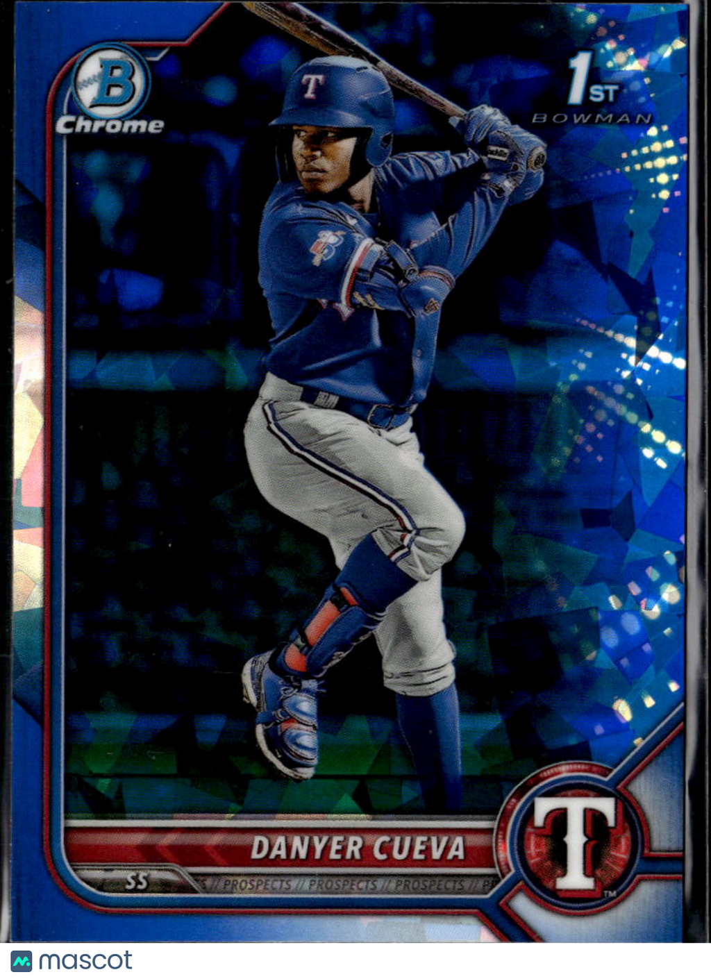 Danyer Cueva 2022 Bowman Chrome Sapphire 1st Texas Rangers