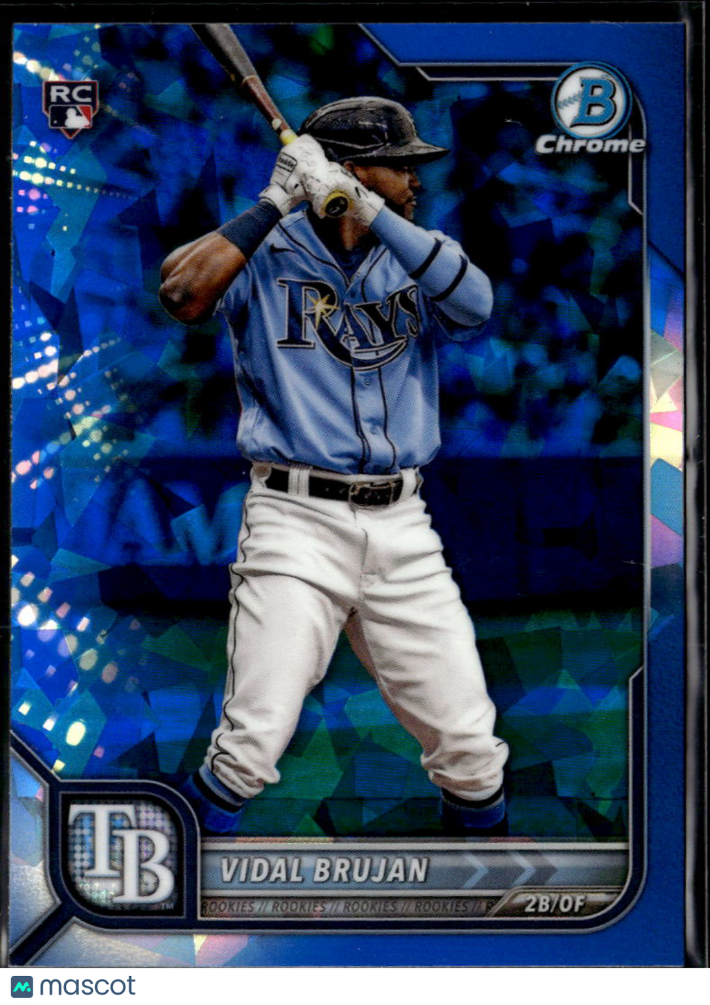 Vidal Brujan 2022 Bowman Chrome Blue Sapphire Refractor Tampa Bay Rays