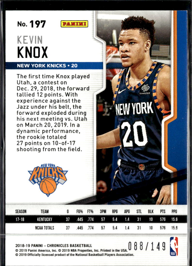 Kevin Knox 2018-19 Chronicles Playoff RC /149 New York Knicks