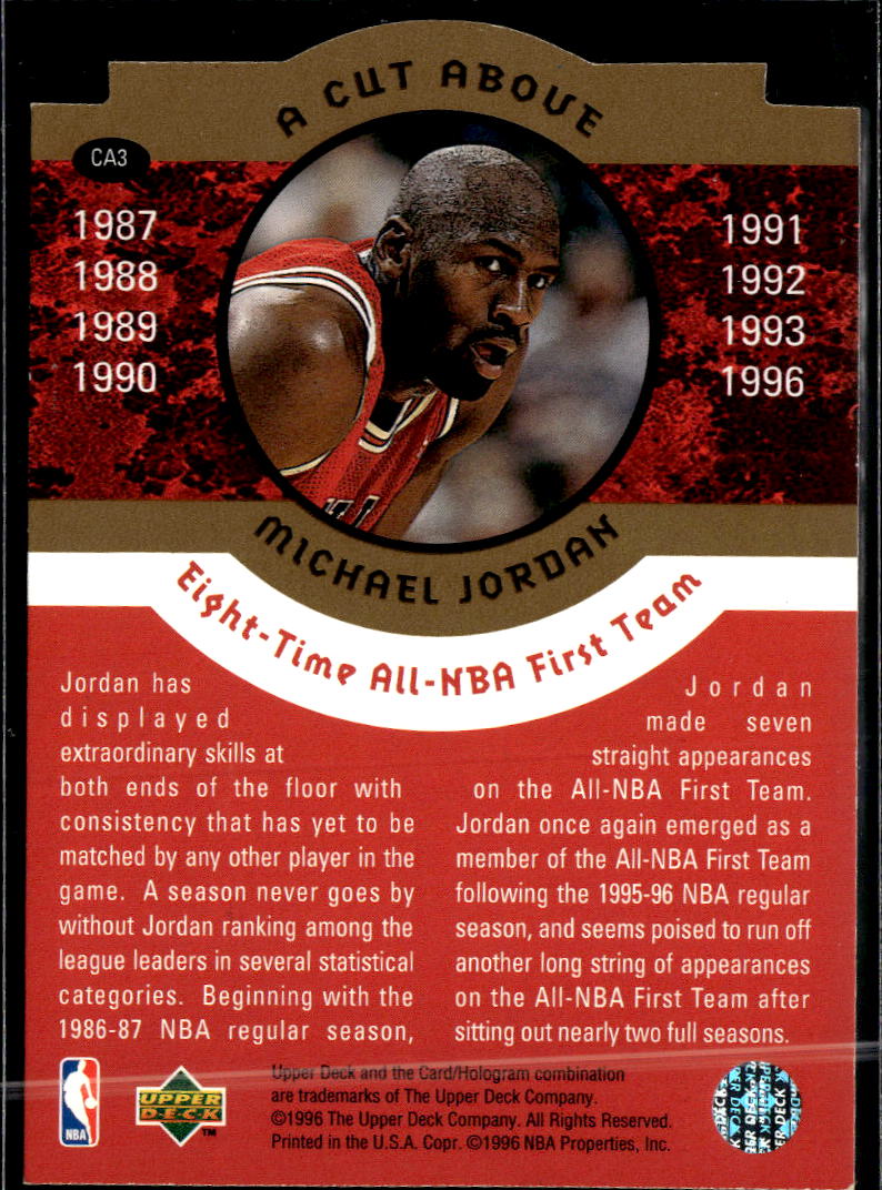 Michael Jordan 1996 Upper Deck A Cut Above #CA3 Chicago Bulls