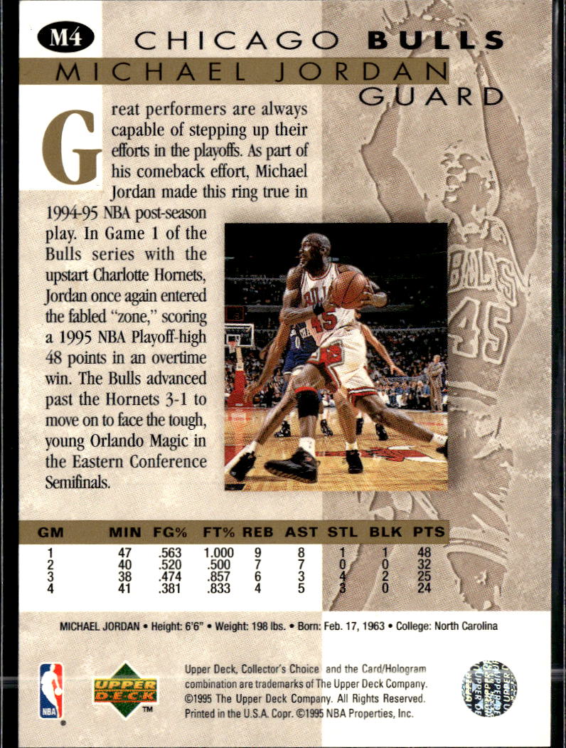 Michael Jordan 1995 Upper Deck Collector's Choice #M4 Chicago Bulls