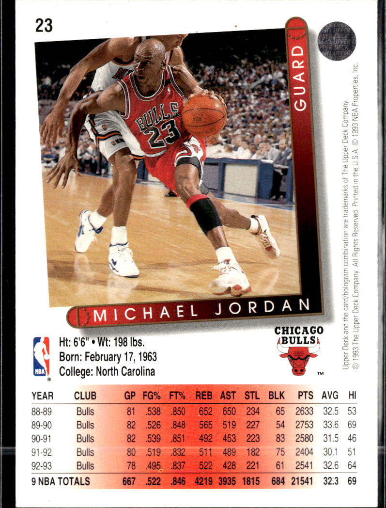 Michael Jordan 1993 Upper Deck #23 Chicago Bulls
