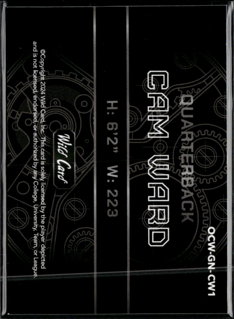Cam Ward 2024 Wild Card On The Clock Rookie RC Miami Hurricanes /10