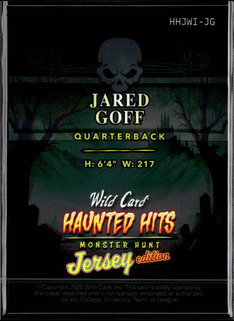 Jared Goff 2025 Wild Card Haunted Hits Monster Hunt /10 Detroit Lions