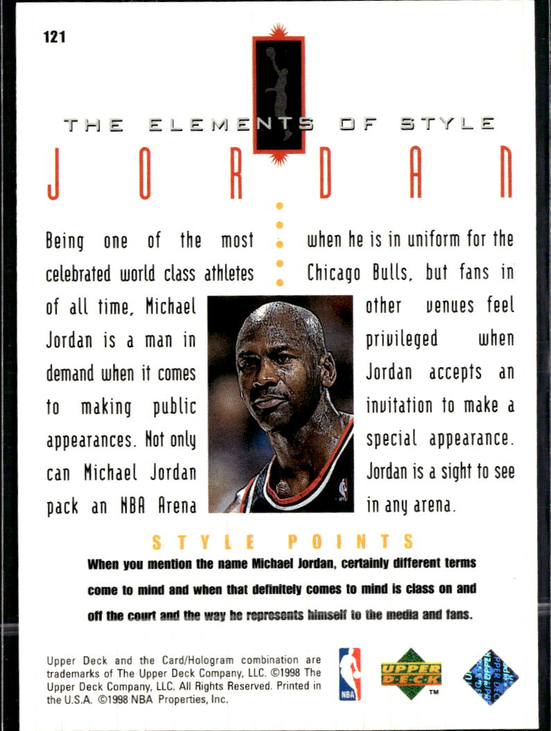 Michael Jordan 1998 Upper Deck #121 Chicago Bulls
