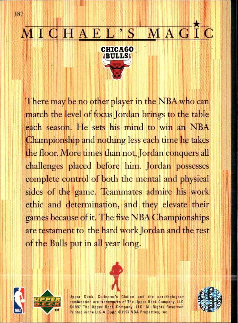 Michael Jordan 1997 Upper Deck Collector's Choice #387 Chicago Bulls