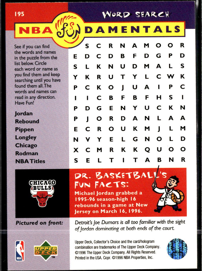 Michael Jordan 1996 Upper Deck Collector's Choice #195 Chicago Bulls