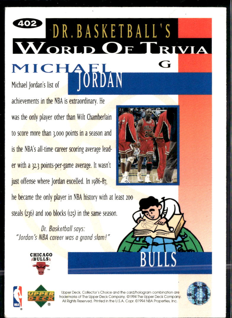 Michael Jordan 1994 Upper Deck Collector's Choice #402 Chicago Bulls