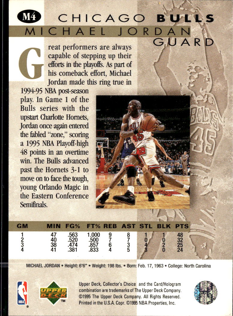 Michael Jordan 1995 Upper Deck Collector's Choice Chicago Bulls