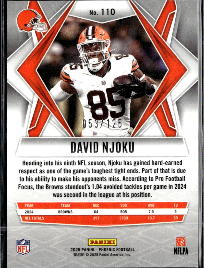 David Njoku 2025 Phoenix Yellow Lava /125 Cleveland Browns