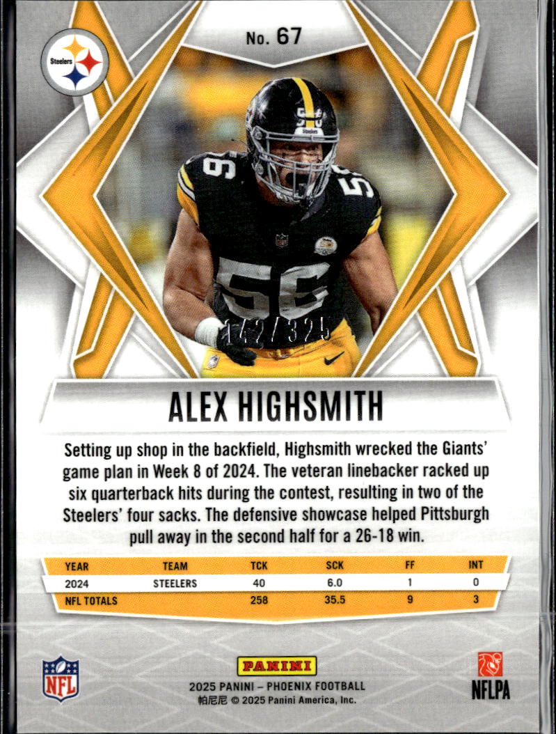 Alex Highsmith 2025 Phoenix Blue Lava /325 Pittsburgh Steelers